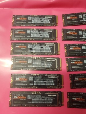 lof of 12 tested SAMSUNG 970 EVO Plus SSD NVMe M.2 Internal 250GB SSDs Tested