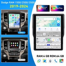 Car Radio Stereo for Dodge Ram 2019-2024 1500 2500 3500 Wireless Carplay/Android