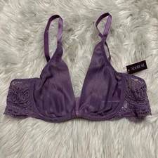 Adore Me 32A Bra Purple Plunge Underwire Back Closure NWT