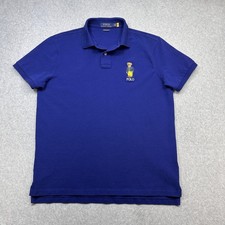 Ralph Lauren Polo Shirt Mens Large Blue Polo Bear Custom Slim Embroidered Preppy