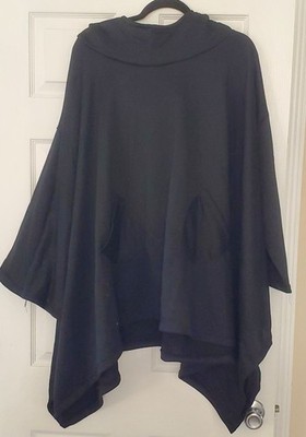 Luxe Moda Women's Fahsion Hoodie Black Poncho Oversized Top One SIze Fleece G2