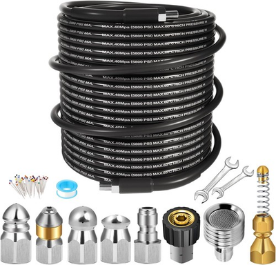 #ad #ad 110FT Sewer Jetter Kit for Pressure Washer 5800PSI Drain 110 Feet Black $82.76
