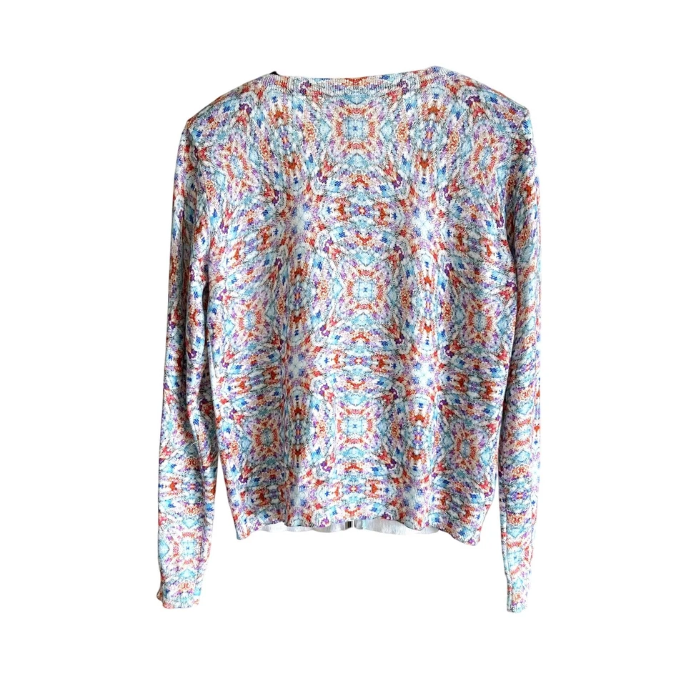 Cardigã feminino SUNDANCE multicolorido caleidoscópio luz noturna botão para cima P - Imagem 3 de 4