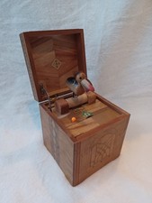 Vintage Wooden Automaton Cigarette Dispenser Box  Pecking Bird  Marquetry