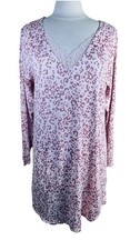 NEW Flora by Flora Nikrooz L Animal Print Nightgown Lace Shades Of Pink