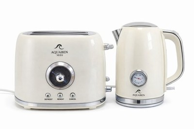 Wasserkocher und Toaster Set 2 Scheiben Retro Elektrisch Schnellkochend 1,7l Wasserkocher Passend 
