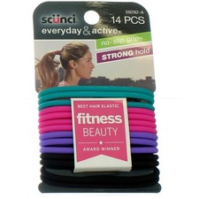 5 Pack Scunci Everyday  Active Elastic Hair Tie, Assorted Colors, 14 Ct