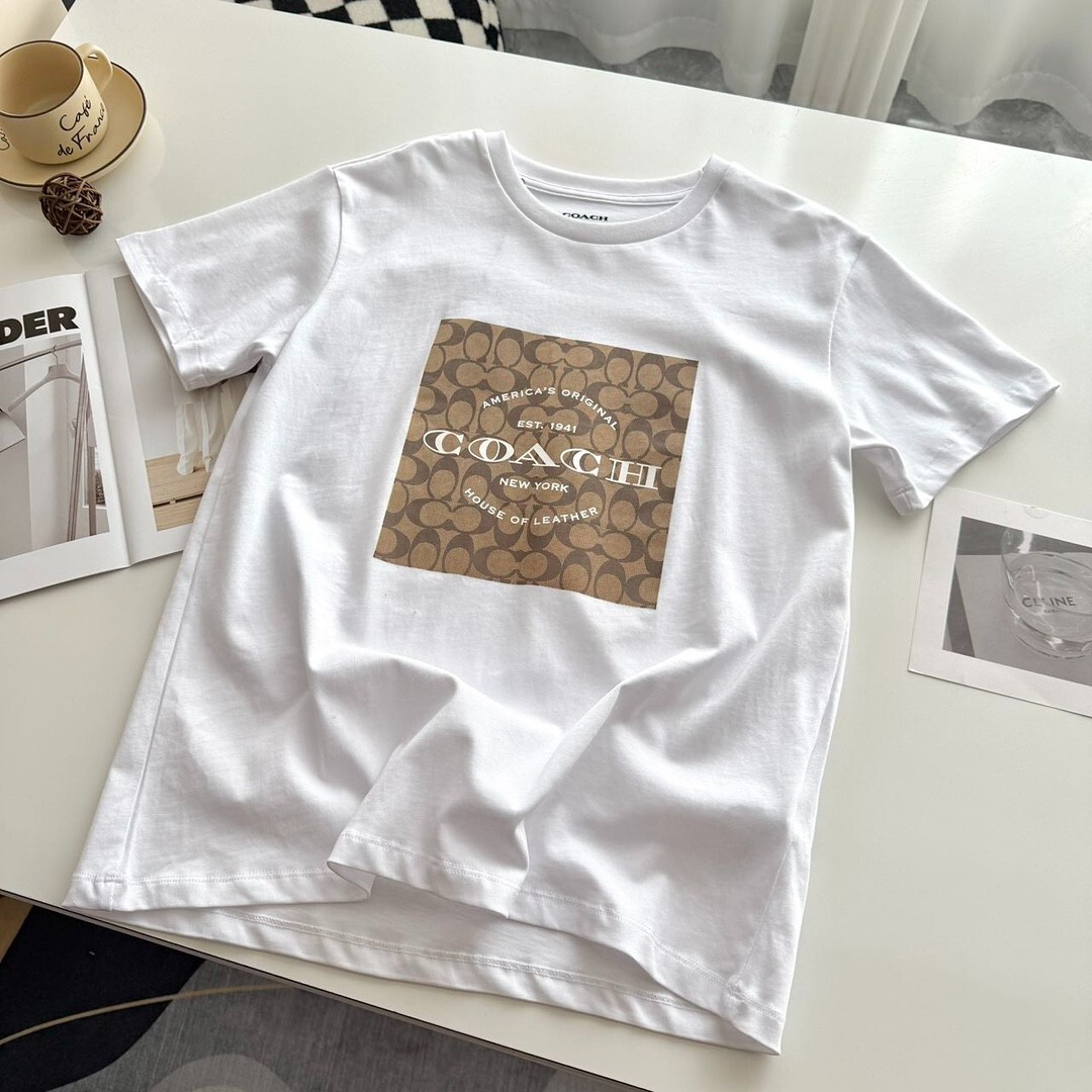 NWT COACH Men's Women's Unisex White black T-shirt COTTON | eBay