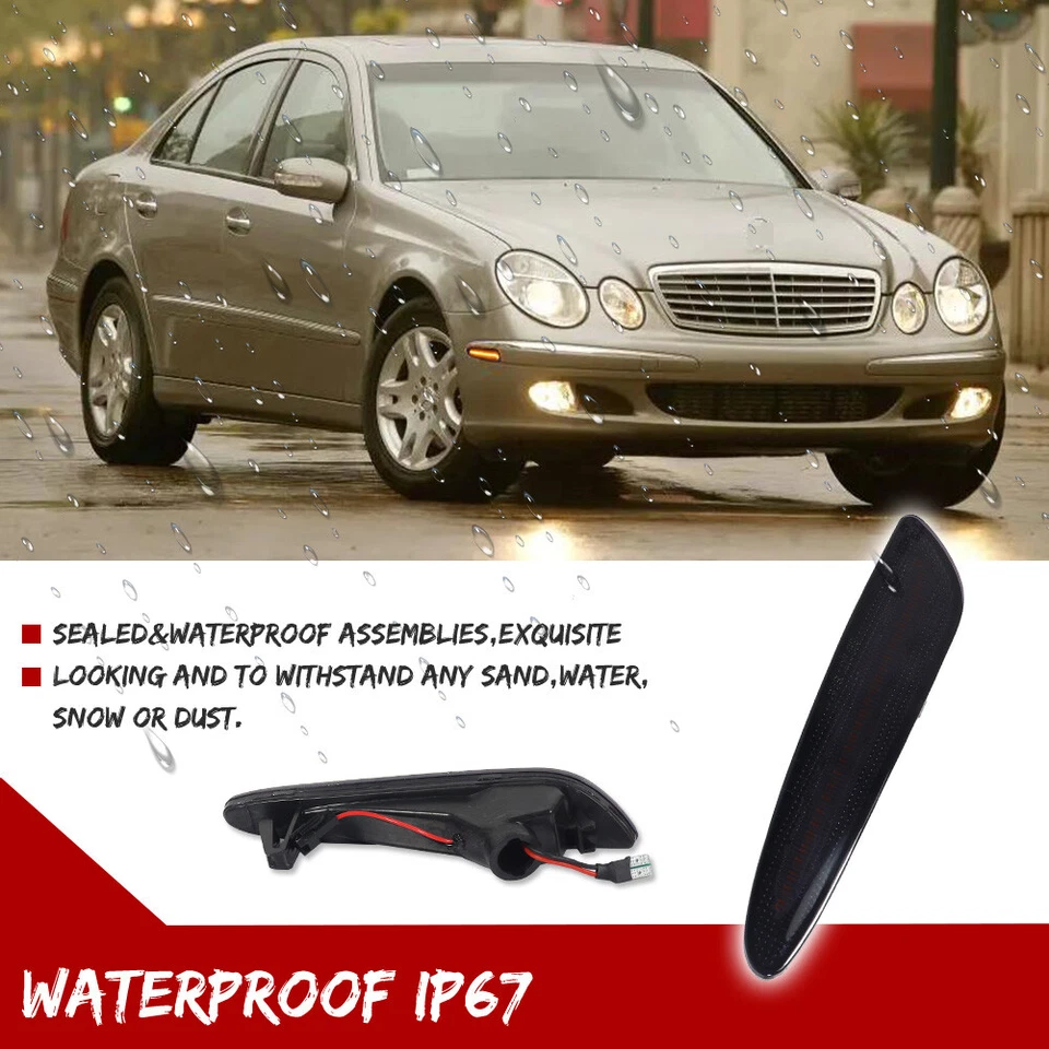 Lámparas marcadoras laterales delanteras LED ámbar lente humo para Mercedes Benz W211 clase E 03-06 Foto 4 de 4