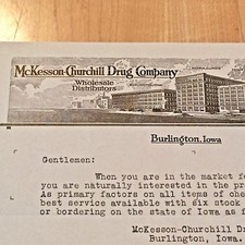 Vintage Letterhead, McKesson-Churchill Drug Company, 1932