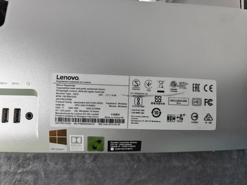 PARTS/REPAIR Lenovo Ideacentre AIO 510-23ISU i5 6200U 1TB HDD 8GB RAM - Afbeelding 2 van 10