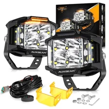 Auxbeam 4" LED Work Light Bar Cube Pods Amber Driving Fog Lamp DRL for Polaris