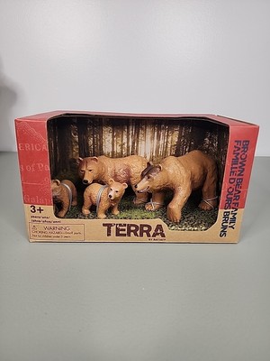 Battat Terra Lifelike Brown Bear Family 4 Animal Figures Educational New in Box