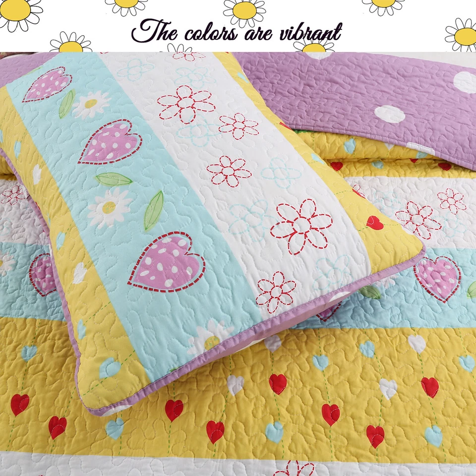 Juego de edredón reversible para niña Flower Garden, colcha, colcha Foto 2 de 4