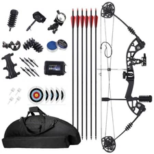 30-60lbs Adjustable Compound Bow Arrows Kit Archery Shooting Hunting Target Set 