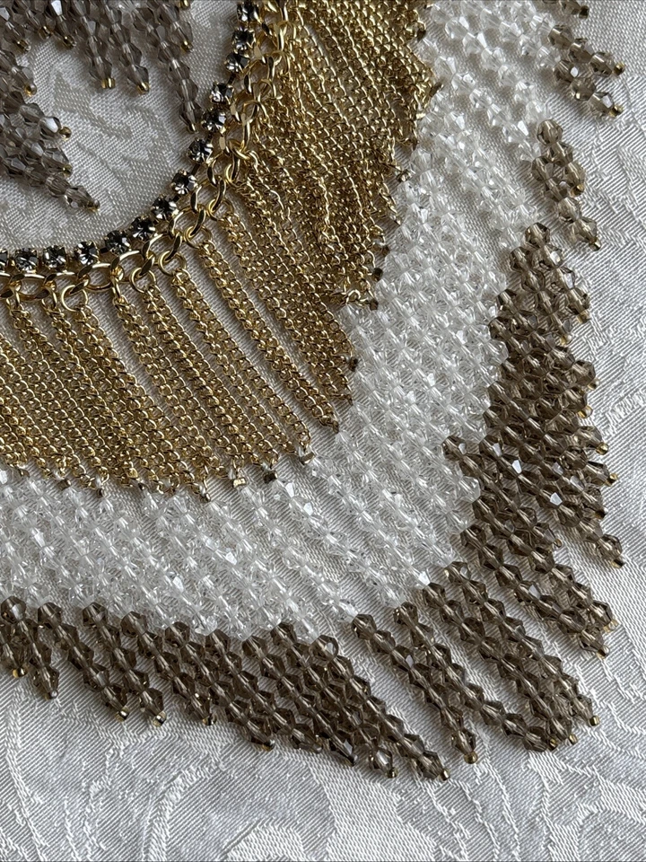 Pendientes Collar Park Lane Bali Blanco Gris Cuentas Borla Babero Tono Dorado Usados en Excelente Condición! Foto 3 de 4