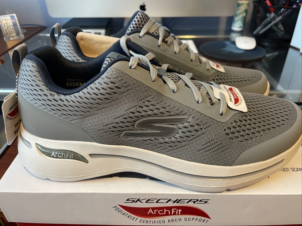 Skechers Men s GO WALK Arch Fit Idyllic Shoes Gray Navy 216116 GYNV