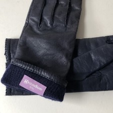 Grandoe Dark Blue Ladies Gloves Lambs Skin Lined Size 6 1/2