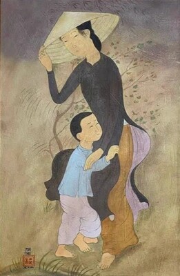 Mai Trung Thu oil on Canvas rare painting signed
