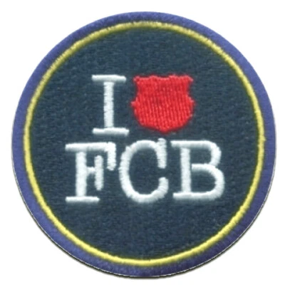Aufnäher / Bügelbild - FC BARCELONA I LOVE FCB - grau - 6x6cm
