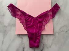 Victoria's Secret Thong Panty Soft  Stretch Lace Trim Pink High Leg Medium M