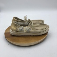 Hey Dude Wendy Youth Girls 2 Gold Star Shoes Slip On Casual Stretch Comfort