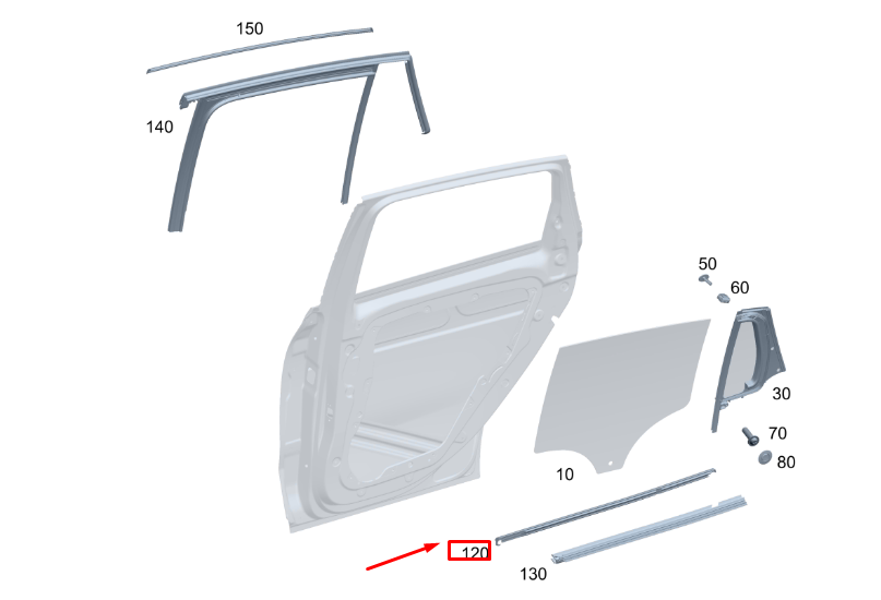 Neu MB GLA H247 Türfenster-Außendichtungsschiene hinten rechts LHD A2477354201