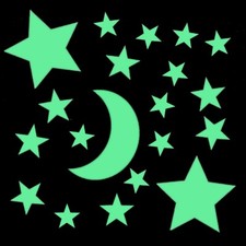 20 große Leuchtsterne m. Mond nachleuchtend ⭐ G 2 -SET  selbstklebende HP-Folie©