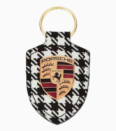 Porsche Crest Keychain Houndstooth Pattern Limited to 20,000 pieces LTD NEW - Picture 2 of 8