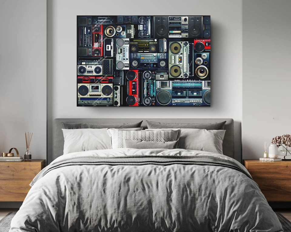 Бумбокс музыка аудио ретро музыкальные плееры холст декор художественная печать комната живопись - Изображение 2 из 4