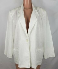 The Villager Women's White Blazer Pockets 1 Button LS Lined Size Unknown Vtg 