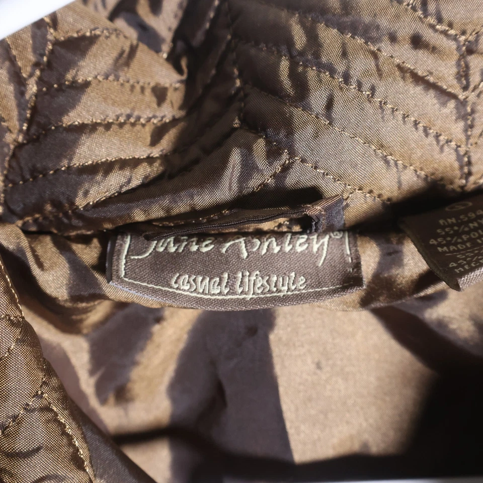 Jane Ashley коричневый стеганый пальто куртка с регулируемой талией Sz L - Изображение 2 из 4