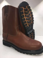 Bota de Construccion Men's Work Boots Pull On Leather Brown oil water resistant