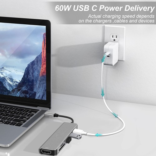 6 in1 USB Type C HD Output 4K HDMI USB 2.0 3.0 HUB Adapter For MacBook iPad NEW - Picture 8 of 14