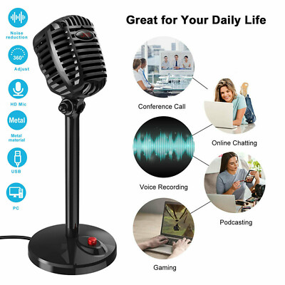 PC USB Podcast Studio Kondensator Aufnahme Mikrofon Gesangs Livestream Mic Stand