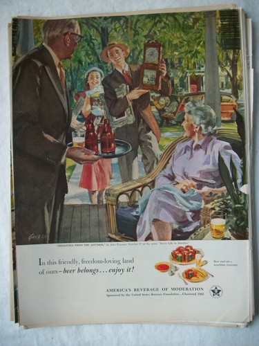 1951 Vintage Original Zeitschrift Anzeige Bier & Ale Schätze aus der Auktion GANNAM - Bild 1 von 2