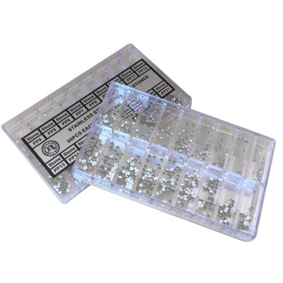 540pcs 18-Size Assorted Acrylic Round Watch Rhinestone Diamond Screws Stones Kit