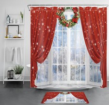 Winter Rustic Farmhouse Natural Scenery Shower Curtain Bathroom Accessories Set