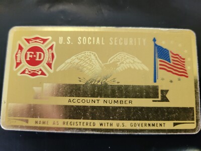 Vintage Perma-Plate FIREMAN  Social Security ID Card  NOS 1970'S Fire & Rescue