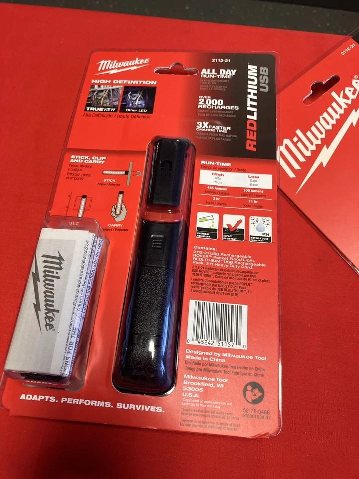 2112-21, Milwaukee Pocket Flood Flashlight Kit, LED, Light, Lithium, NEW - Image 3 of 4