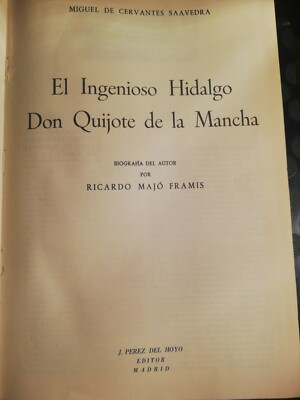 DER GENIALE HIDALGO DON QUIJOTE DE LA MANCHA. 1963. J.PEREZ DEL HOYO EDITOR....