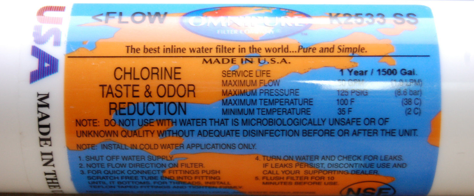 Omnipure K2533 Ss Inline Filter for Reverse Osmosis Refrigerators House Garden &