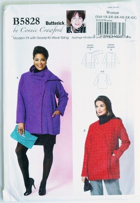 Butterick B5828 Easy Coat Jacket Pattern Plus Size 18W - 44W  New