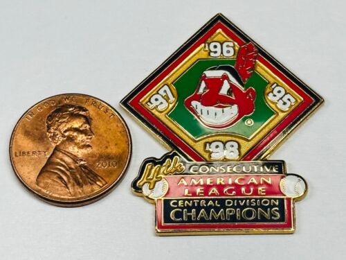 Cleveland Indians Pin American League Champion 4th Consecutive 1995 1996 97 1998 - Picture 2 of 2