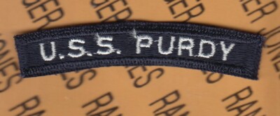 USN Navy United States Ship U.S.S. PURDY Tab 3.25'' tab arc patch 