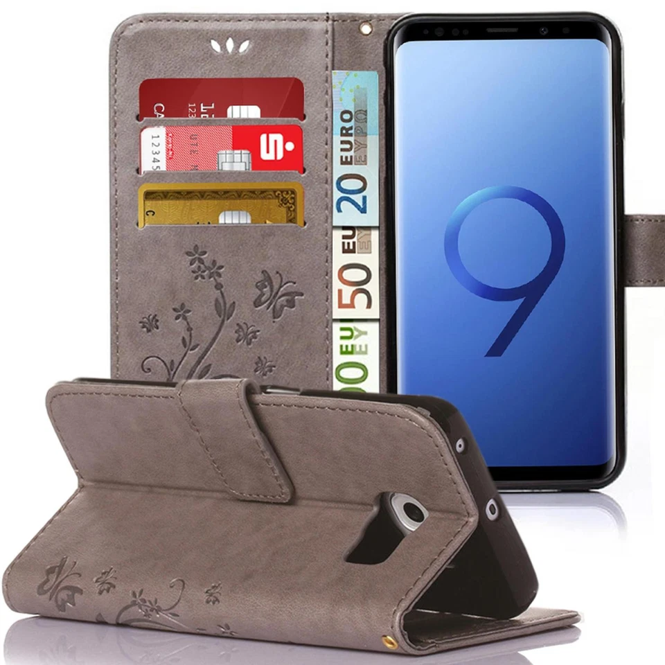 Handy Tasche für Samsung Galaxy Schutz Hülle Blumen Flip Case Wallet Etui Schale - Bild 4 von 4
