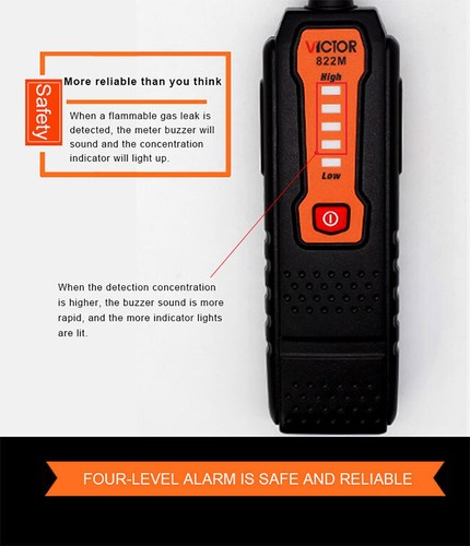 A● VICTOR VC822M Mini Gas Analyzer Combustible gas detector port flammable gas L - Imagen 2 de 7