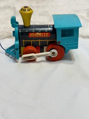 Vintage Fisher Price #642 Smokie the Train Pull Toy (1960s)   Works Great, Origi