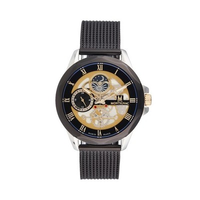 MONTIGNAC MOW612 Multifunction Stainless Steel Mesh Black Gold Men's Watch
