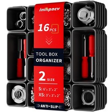 Small Parts Tool Box Organizer Trays Screw Storage Sorter Chest Garage 16 PCS